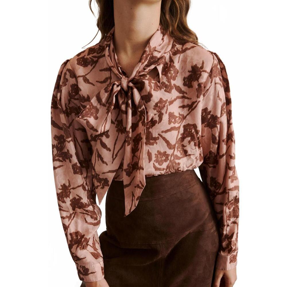 NEW TANYA TAYLOR petra long sleeve top in beige